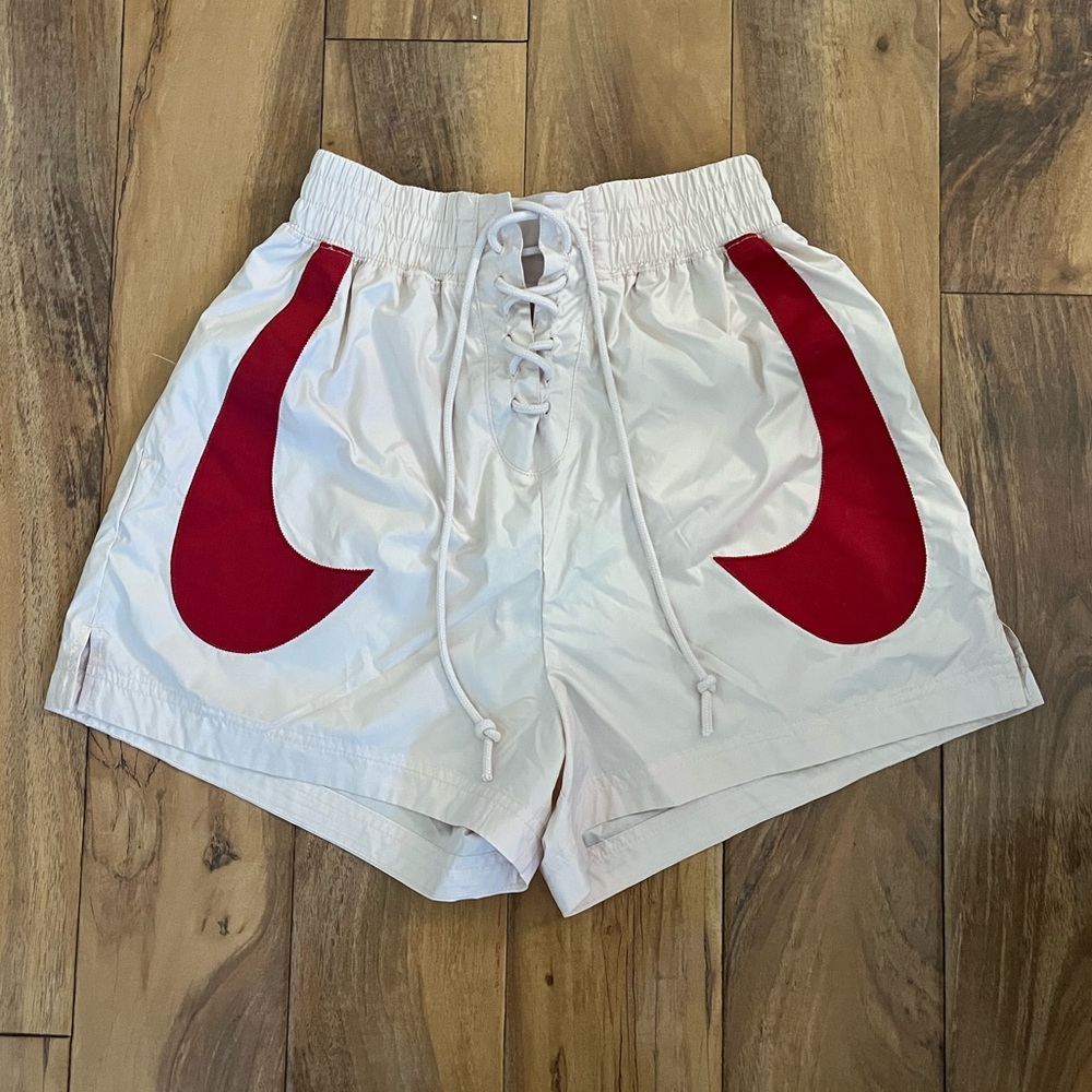 Nike Loose Fit High Rise Off-White and Red Boxing Shorts Size XS NWT